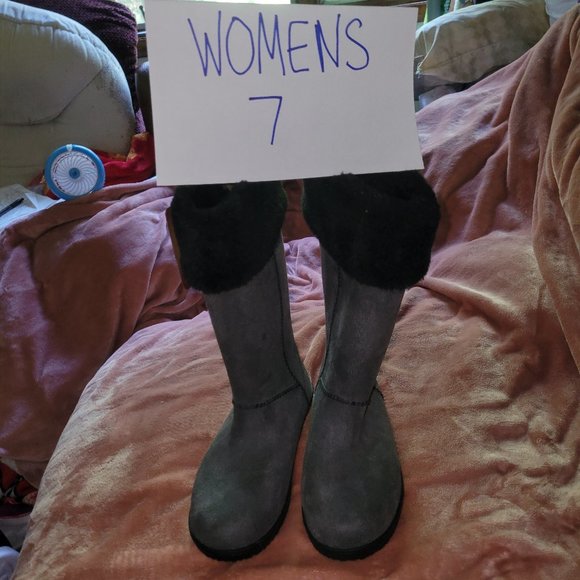 Womens Size 7 Electric Karma Dakota Gray Ultra Suede Plush Lined Rain Boots NWOT - Picture 11 of 11